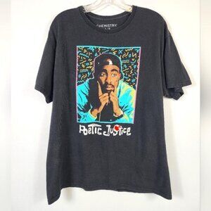 Chemistry Mens Black Poetic Justice Tupac Graphic T-Shirt, Size Large